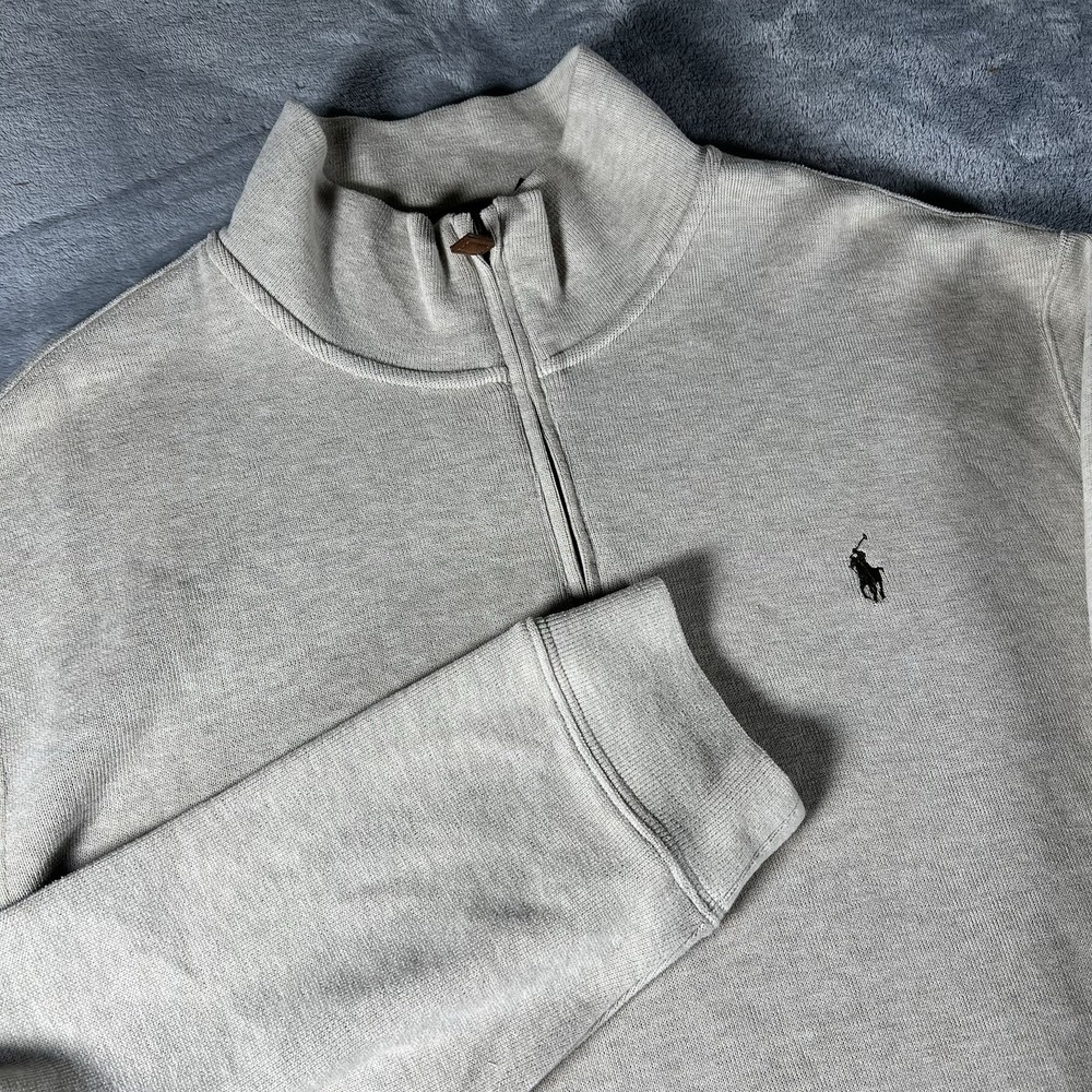 Polo Ralph Lauren Sweater Mens XXL Brown 1/4 Zip Mock Neck Long Sleeves Pullover